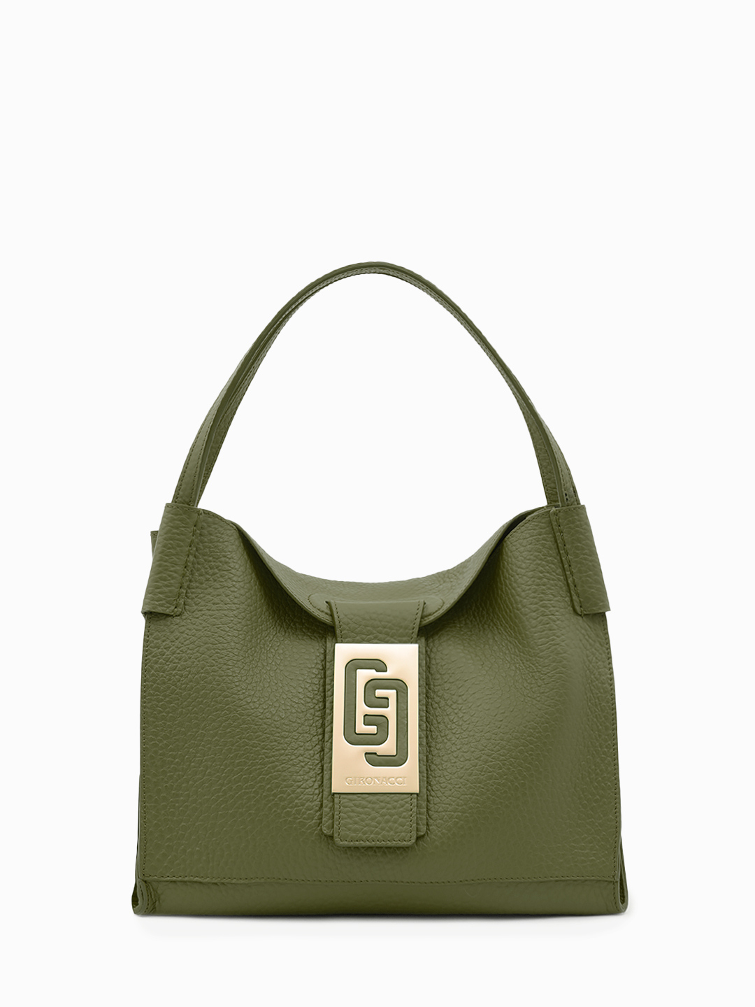 Сумка-мешок с металлической пряжкой с монограммой Gironacci в оливковом цвете oliva