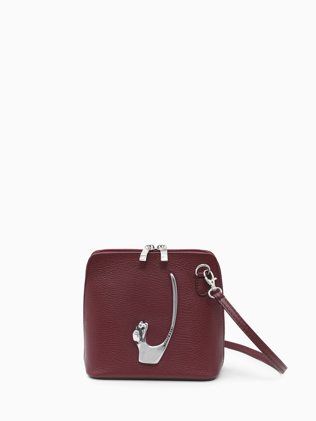 Бордовая кросс-боди в размере S от Renato Angi с фурнитурой-собакой