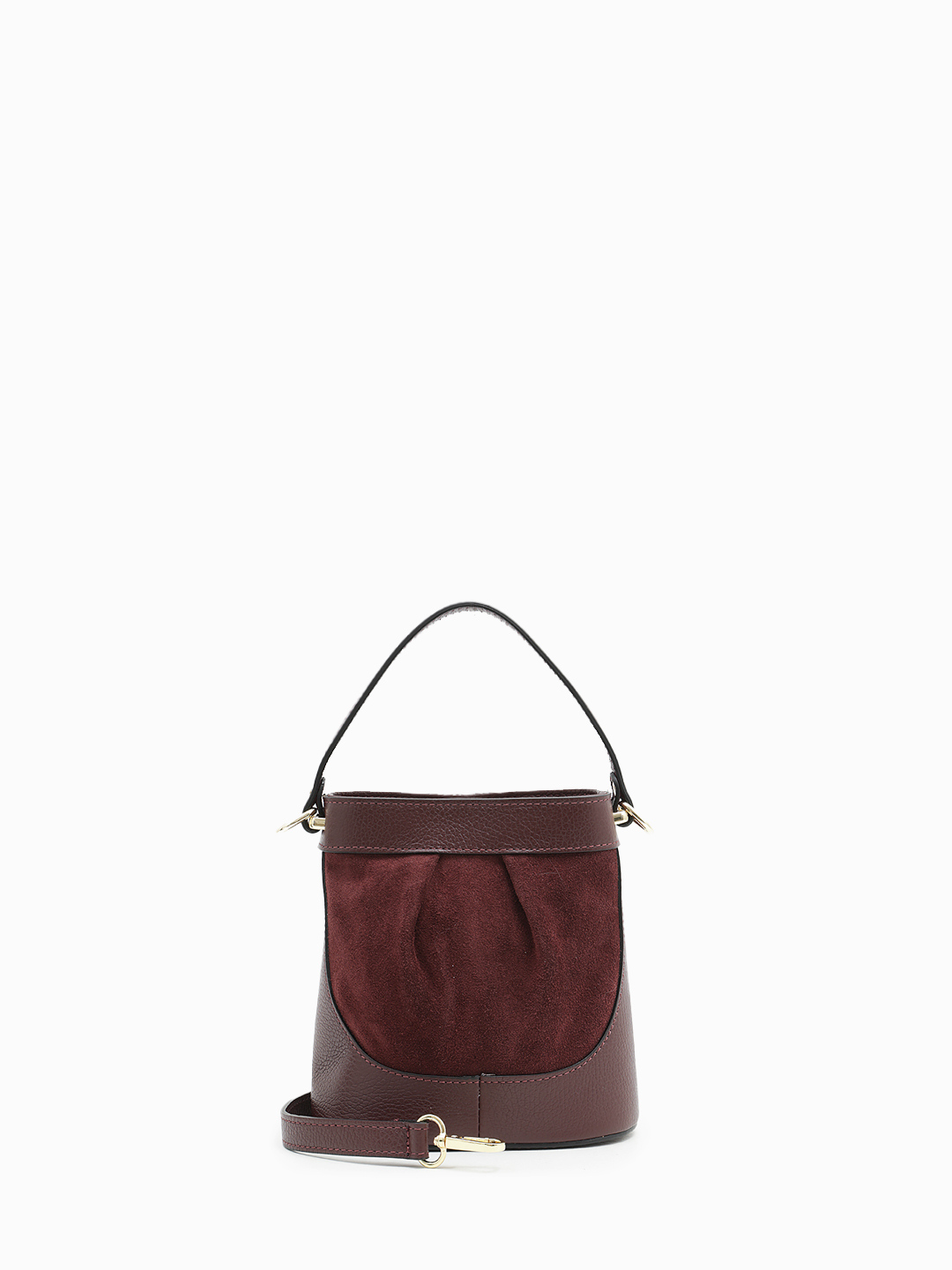 Небольшая сумка в бордовом цвете из натуральной кожи и замши от BE NICE