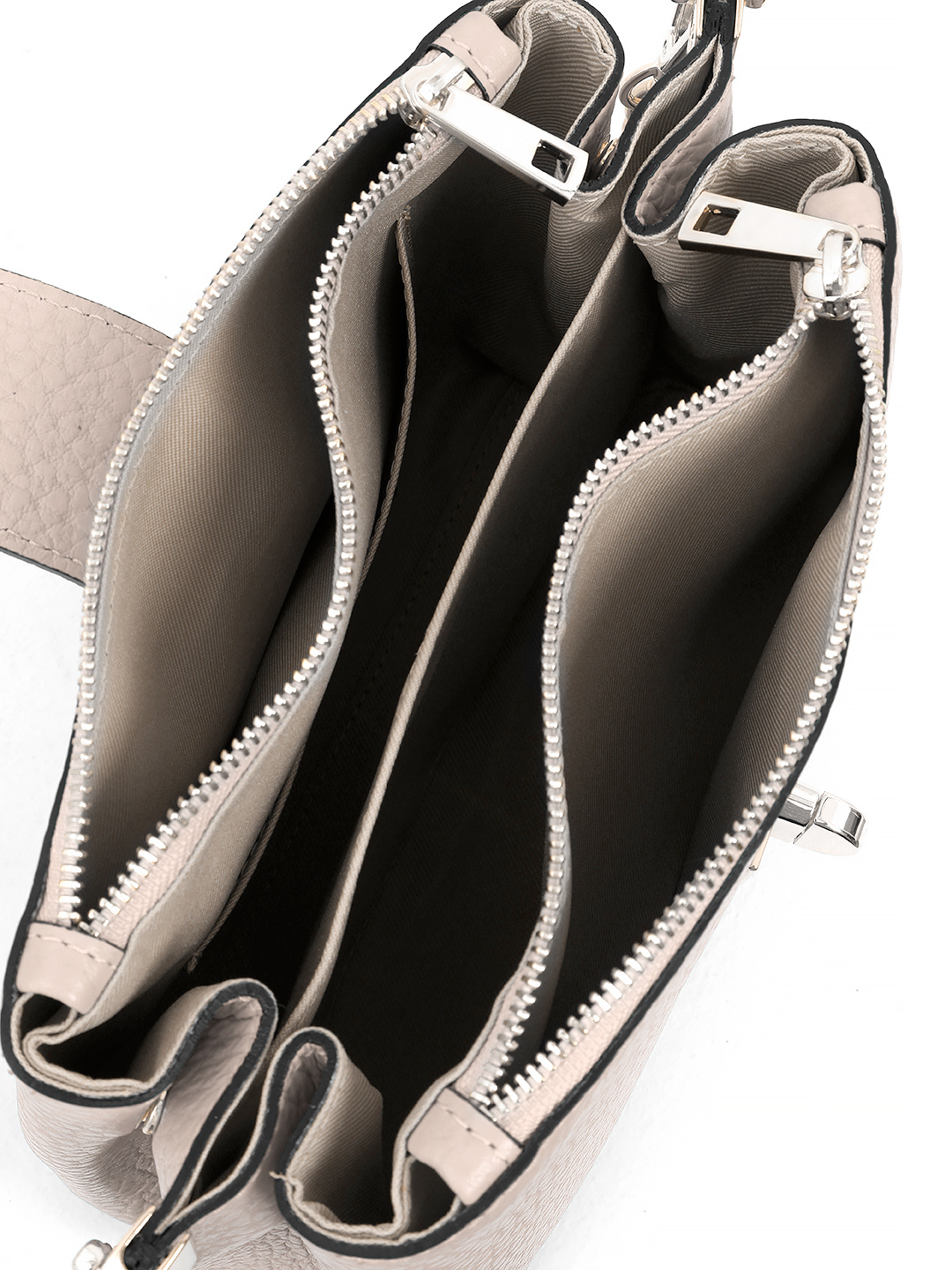 Кросс-боди "ANTONELLA" с серебристым ремнём-цепочкой от BE NICE в тёмно-бежевом цвете