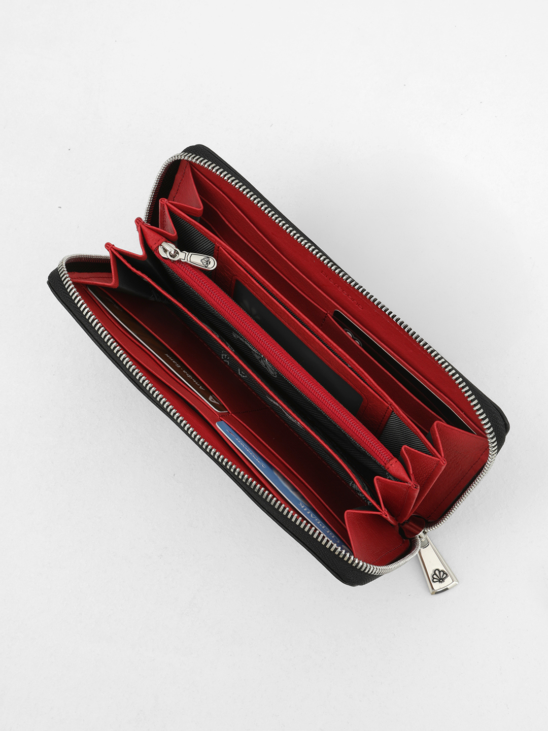 Кошелек-органайзер от Di Gregorio чёрного цвета с красной внутренней отделкой