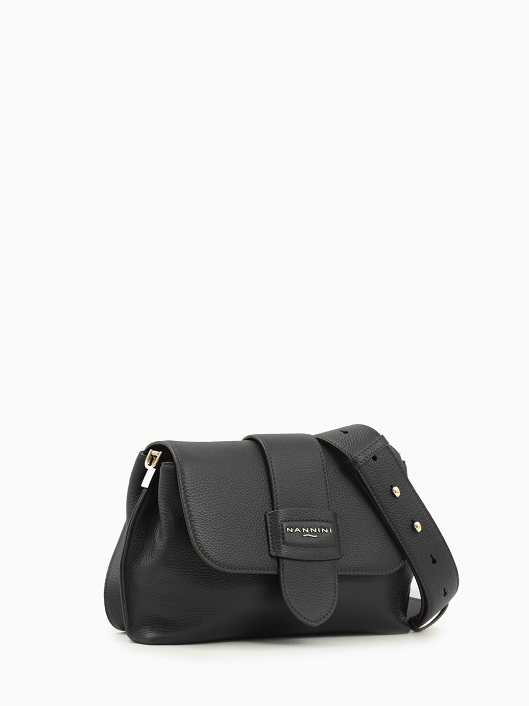 Кросс-боди с брендированным клапаном и широким ремнём от Nannini черного цвета