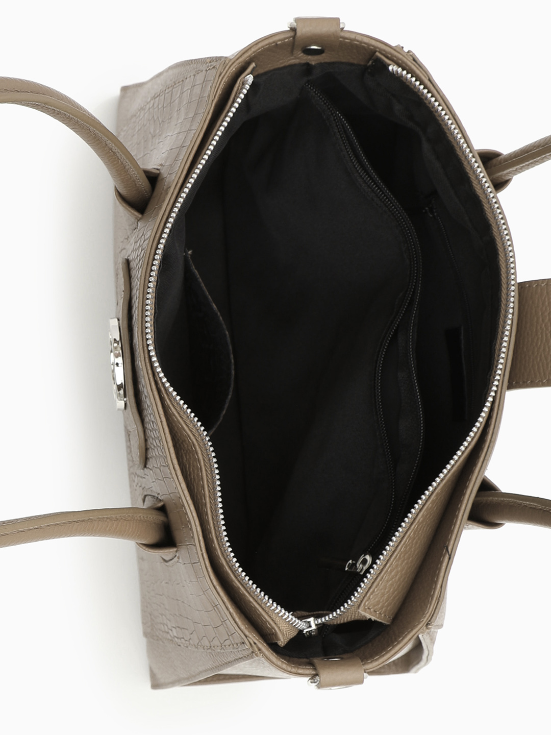 Классическая сумка из натуральной кожи под рептилию в цвете тауп от FOLLE