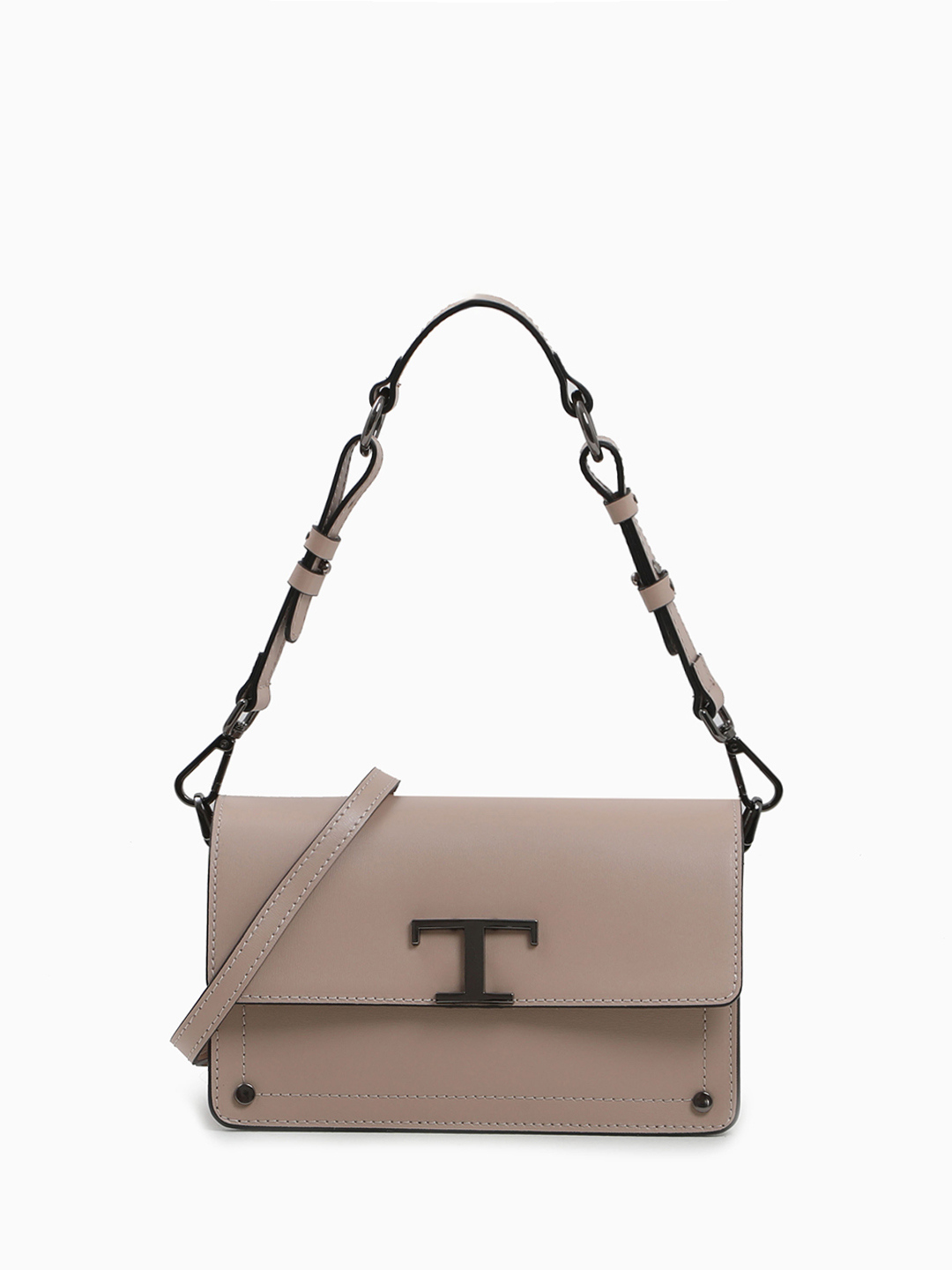 Прямоугольная кросс-боди "TIAMO" с металлической буквой "T" от BE NICE в оттенке капучино