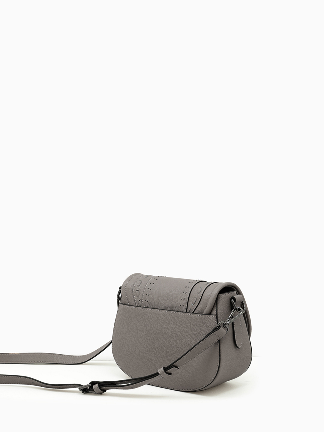 Кросс боди от Cromia в натуральной коже цвета тауп с клепками и плетением