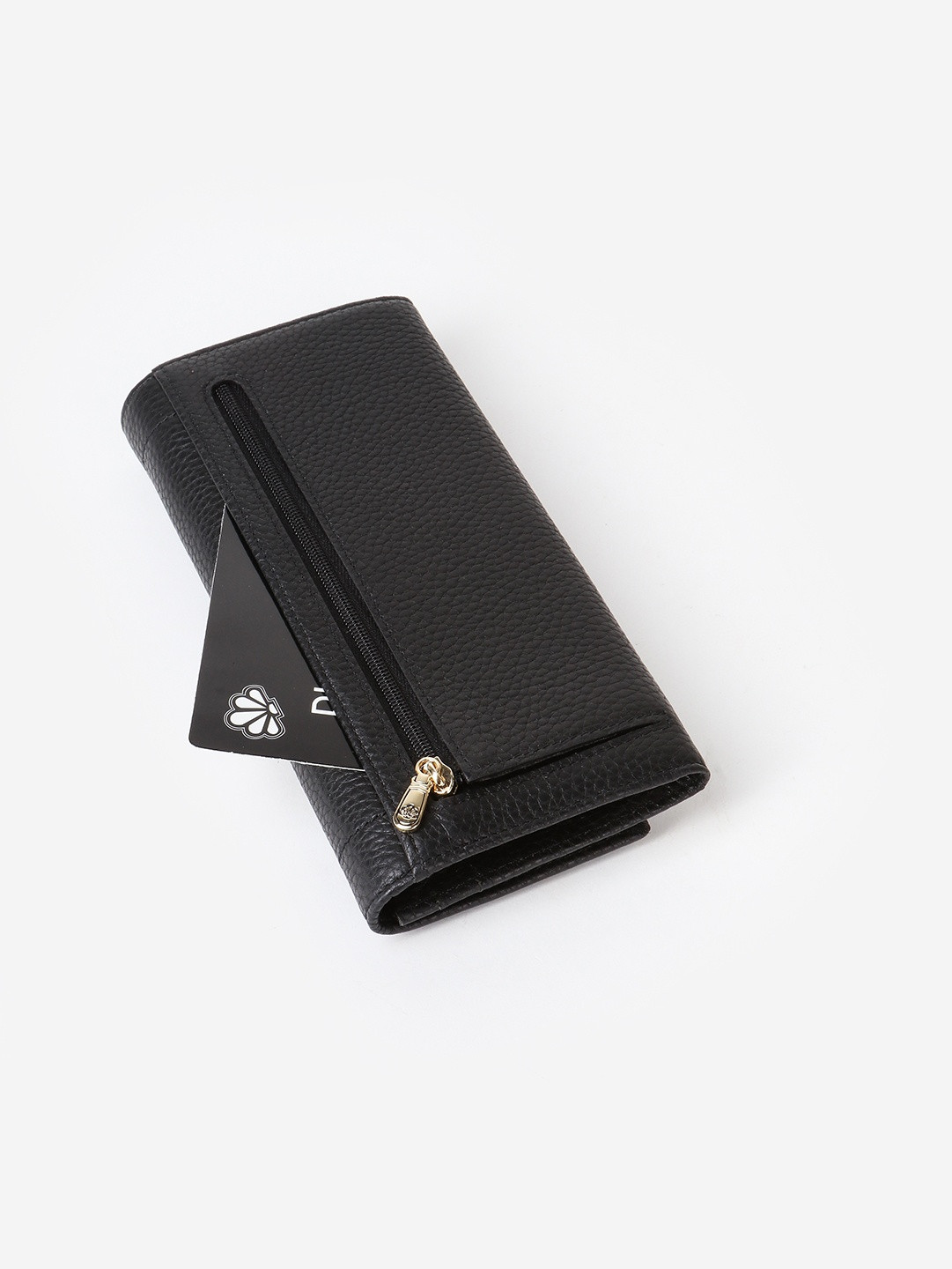 Прямоугольный бумажник со стразами и логотипом Di Gregorio черного цвета