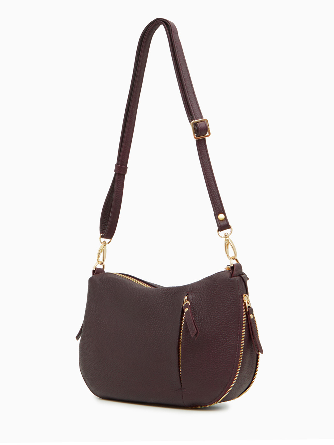 Кросс-боди на плечо с металлическим логотипом FOLLE в бордовом цвете