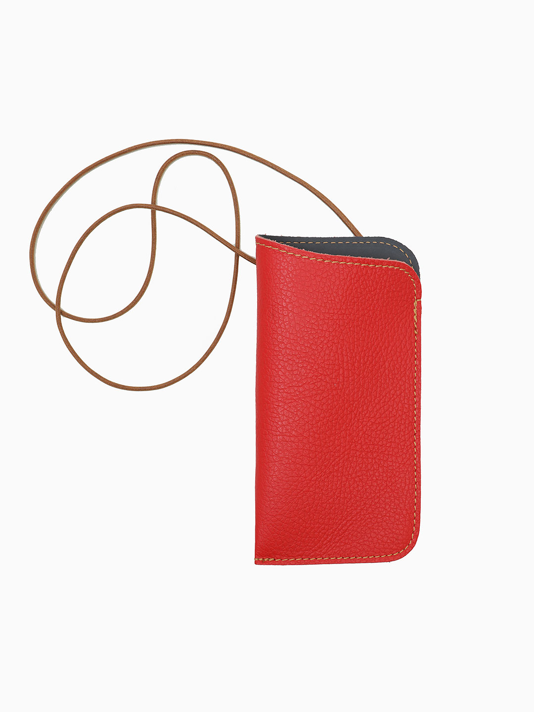 Очечник-чехол на шею от FOLLE из натуральной кожи красного цвета