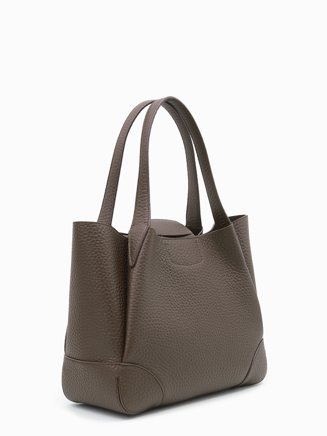 Cумка-тоут с металлической монограммой Gironacci из премиальной кожи в большом размере в коричневом цвете