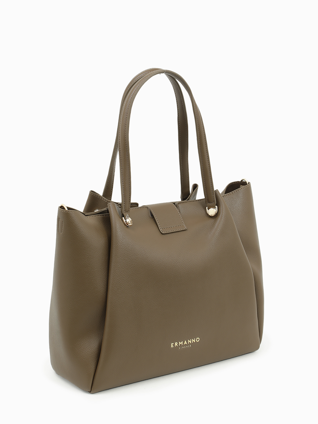 Классическая сумка от Ermanno Firenze из качественной экокожи в цвете тауп 