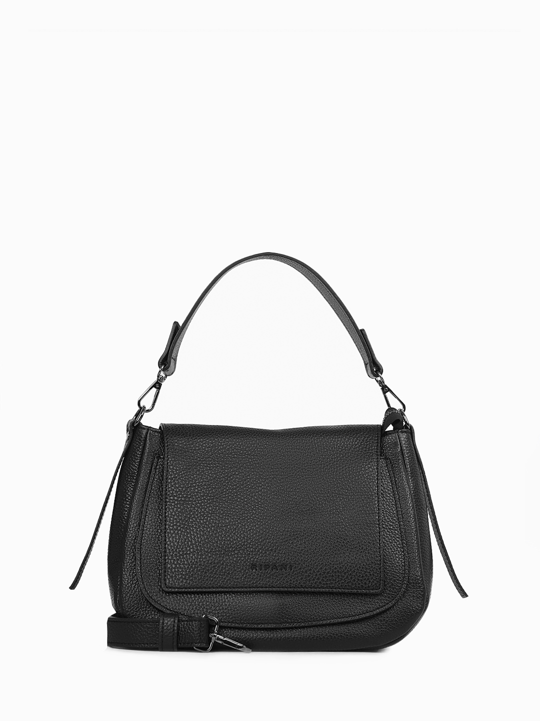 Чёрная сумка сэдл с квадратным клапаном со штампом от RIPANI