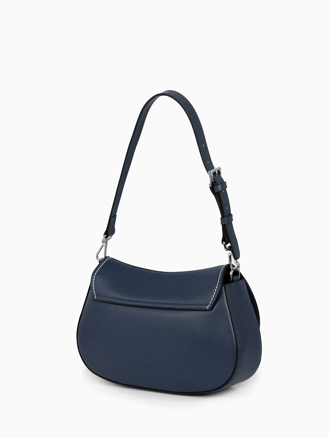 Синяя сумка багет от бренда CROMIA в гладкой коже в стиле колор блок