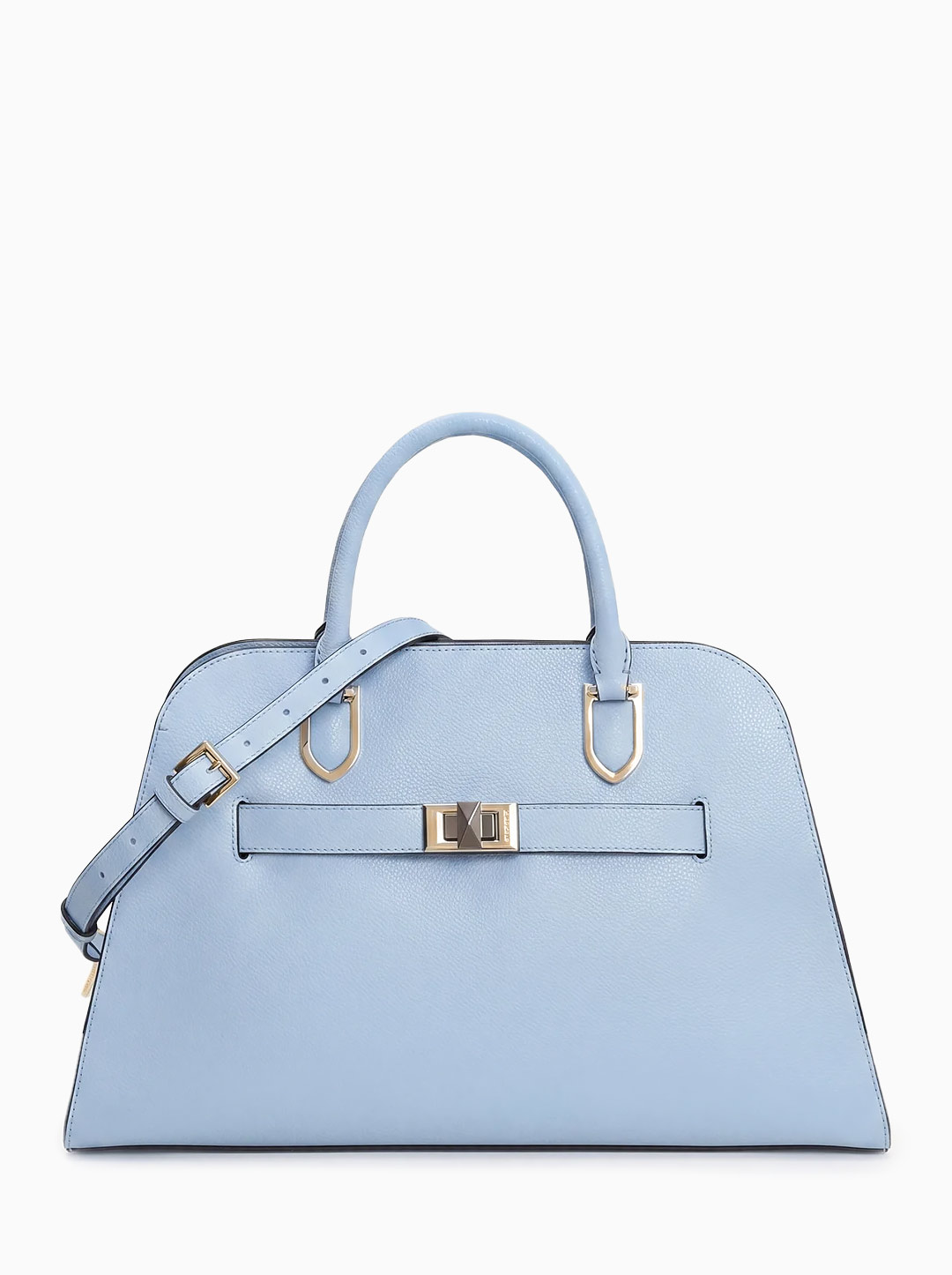 Классическая сумка трапециевидной формы от Cromia из натуральной кожи голубого цвета