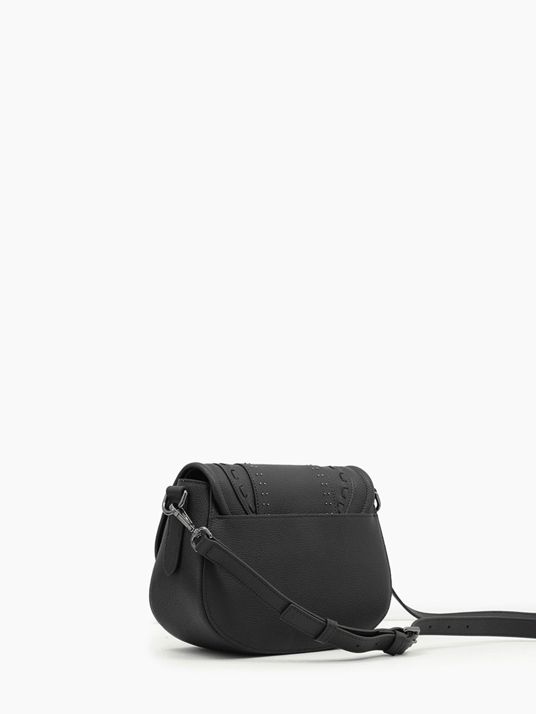 Кросс боди от Cromia в натуральной коже черного цвета с клепками и плетением