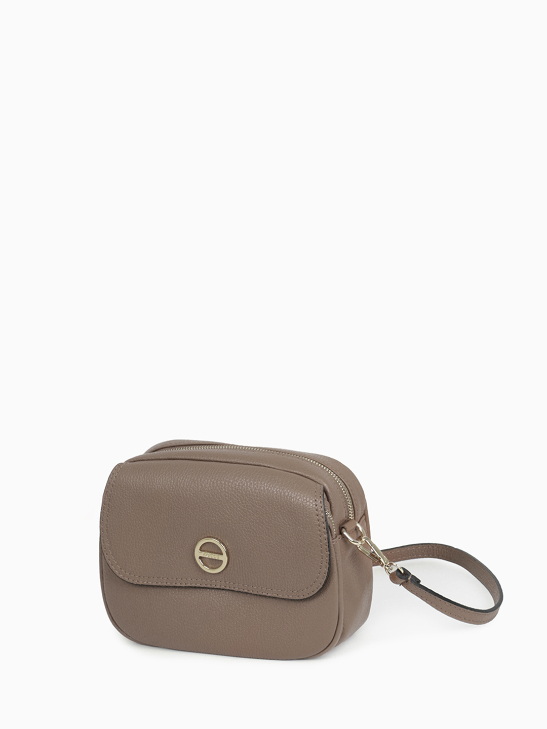 Кросс-боди c клапаном с фирменной круглой фурнитурой от FOLLE в цвете тауп