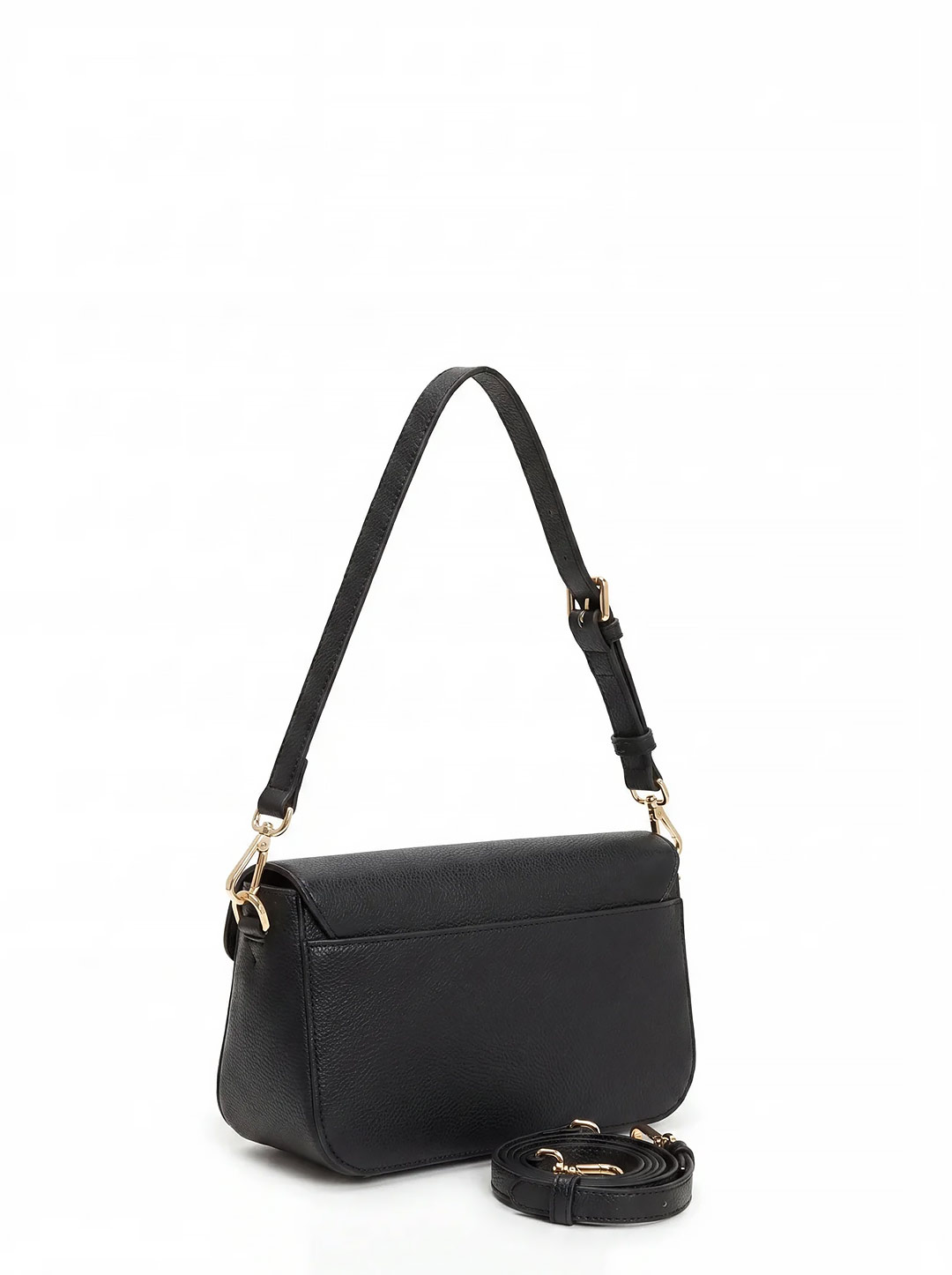 Небольшая сумка с треугольным клапаном и поворотным замком от Cromia из натуральной черной кожи