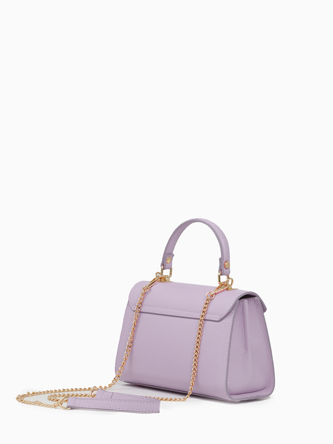 Сумка-сэтчел с треугольным клапаном от BE NICE из натуральной кожи лавандового цвета iris