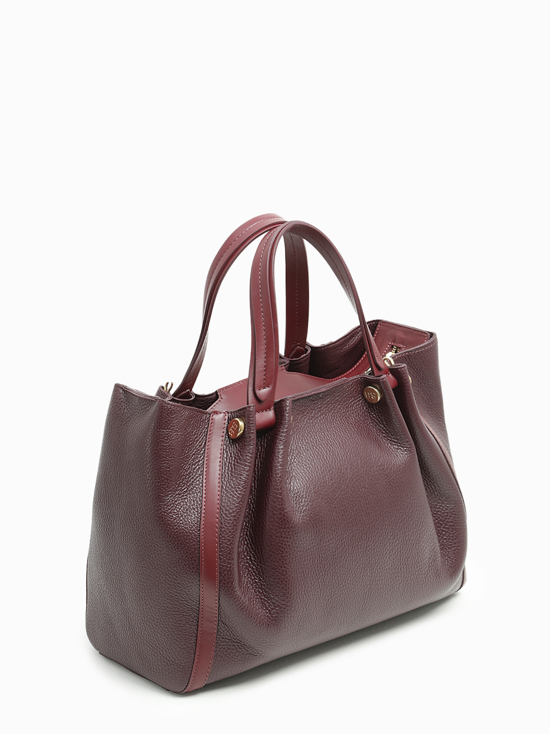 Большая классическая сумка из натуральной кожи с металлическим логотипом Sara Burglar в бордовом цвете