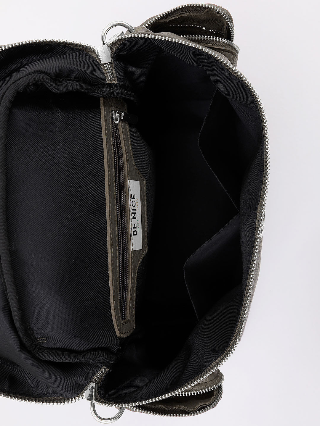 Рюкзак со множеством карманов от Be Nice из натуральной кожи коричневого цвета