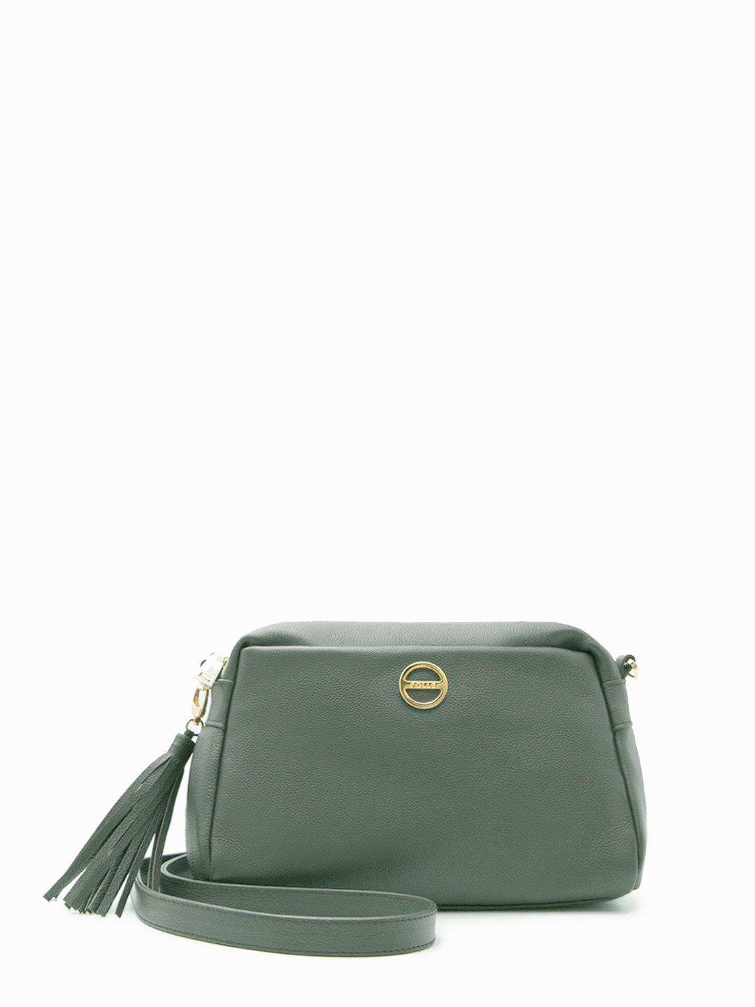 Мягкая кросс-боди с кисточкой c фирменным логотипом FOLLE в шалфейном оттенке