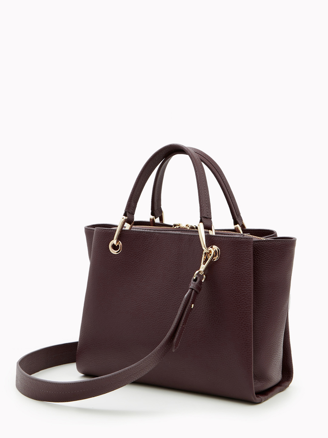 Сумка-тоут с патчем из металлических букв от KELLEN в бордовом цвете