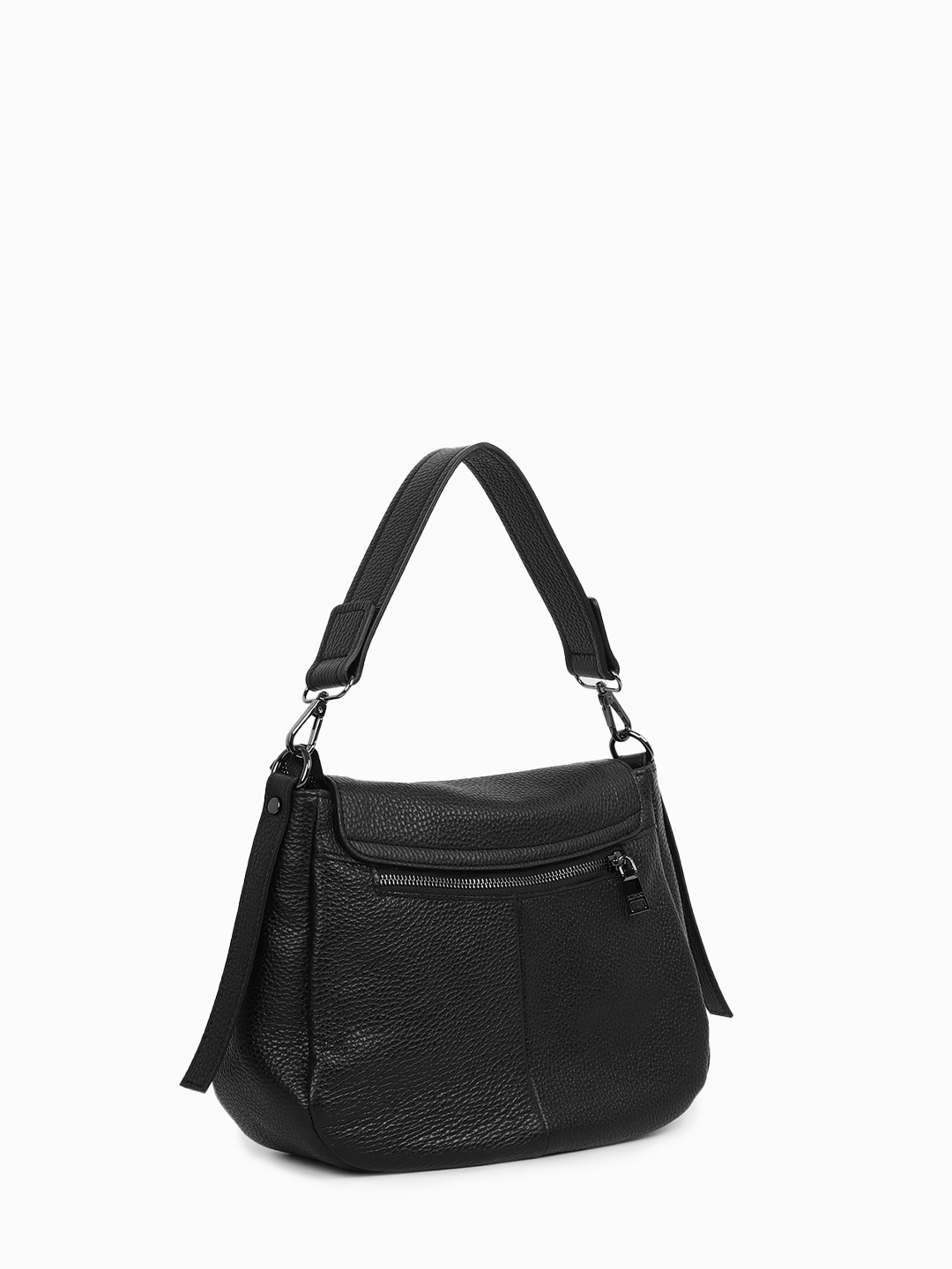 Чёрная сумка сэдл с квадратным клапаном со штампом от RIPANI