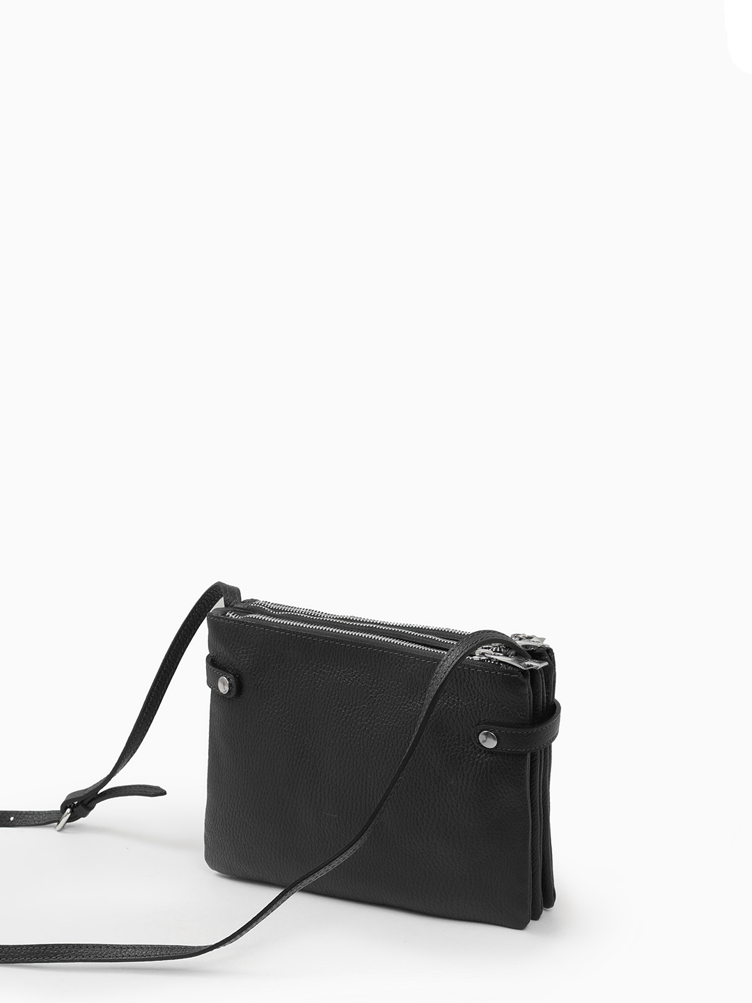 Кросс-боди с тремя отделениями и трендовым замком от Renato Angi в чёрном цвете