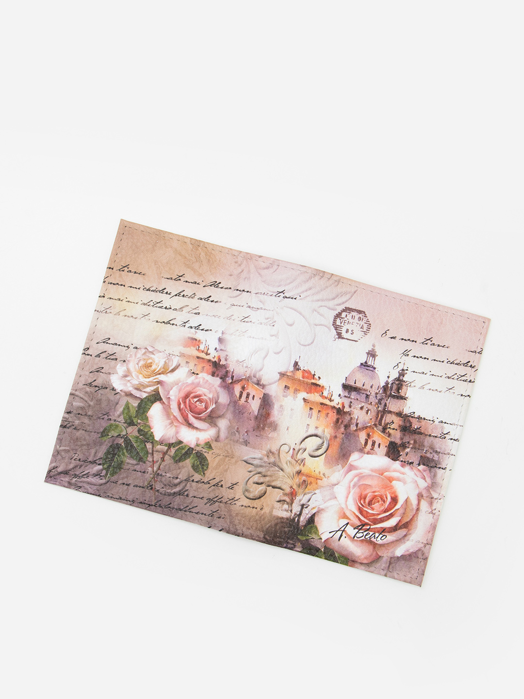 Обложка для паспорта от Alessandro Beato из натуральной кожи с принтом римских зарисовок