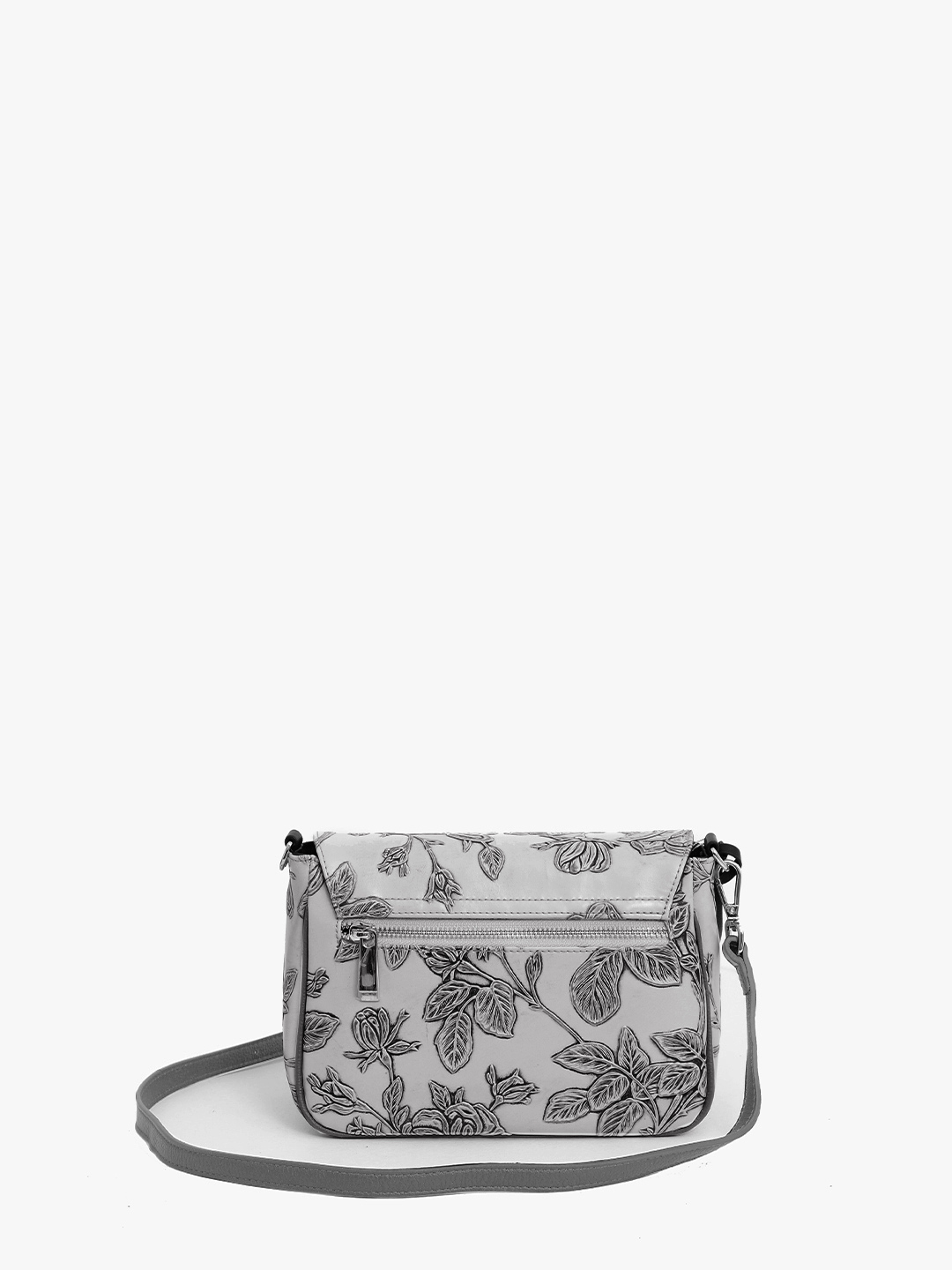 Кросс-боди на плечо с цветочным тиснением от Alessandro Beato серого цвета
