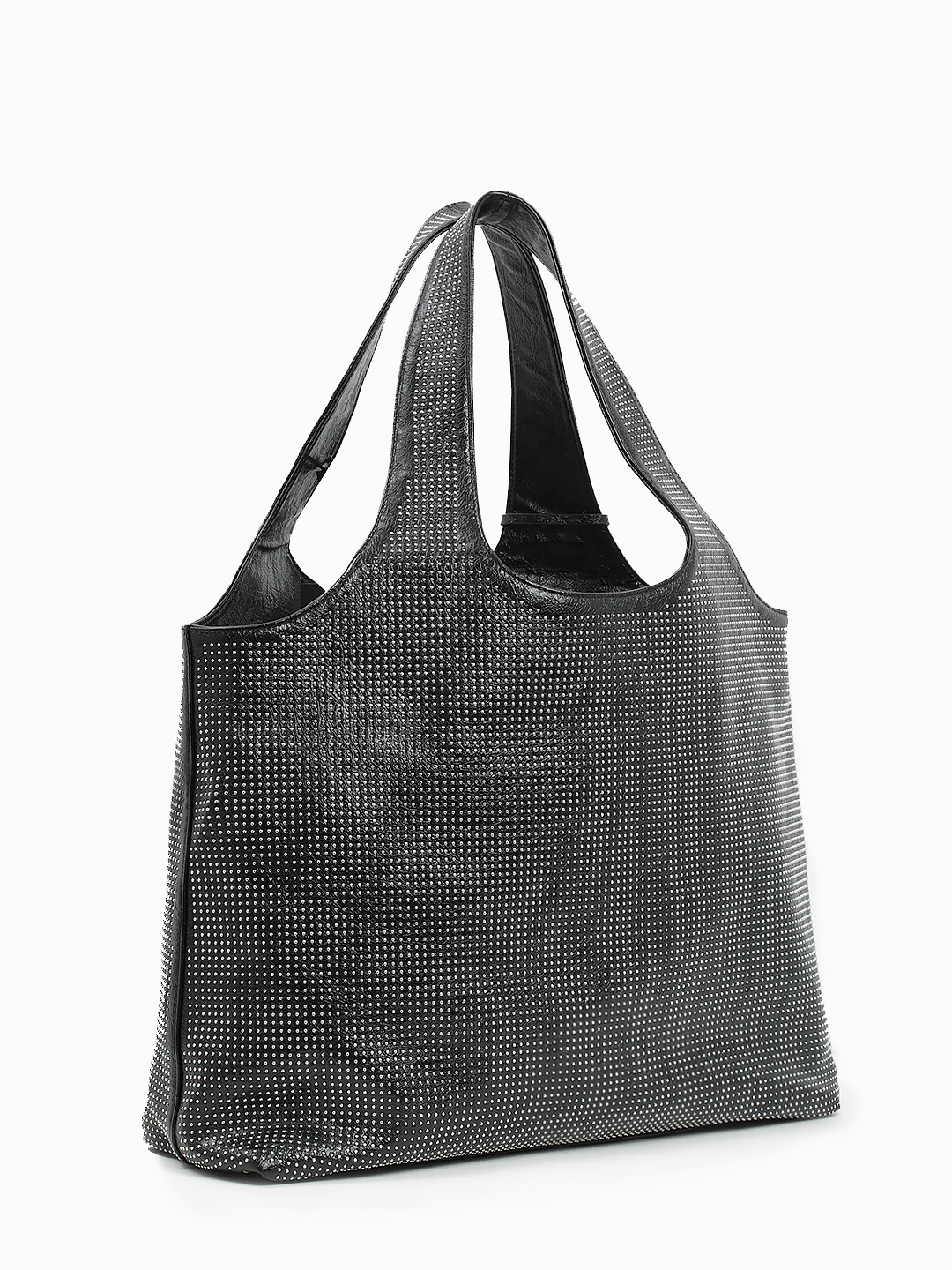 Чёрная сумка-шоппер с металлическими клёпками от John Richmond