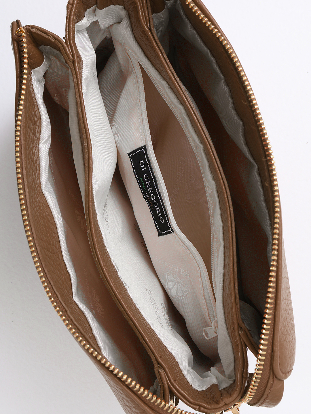 Кросс-боди рыжего оттенка с тремя отделениями и логотипом Di Gregorio