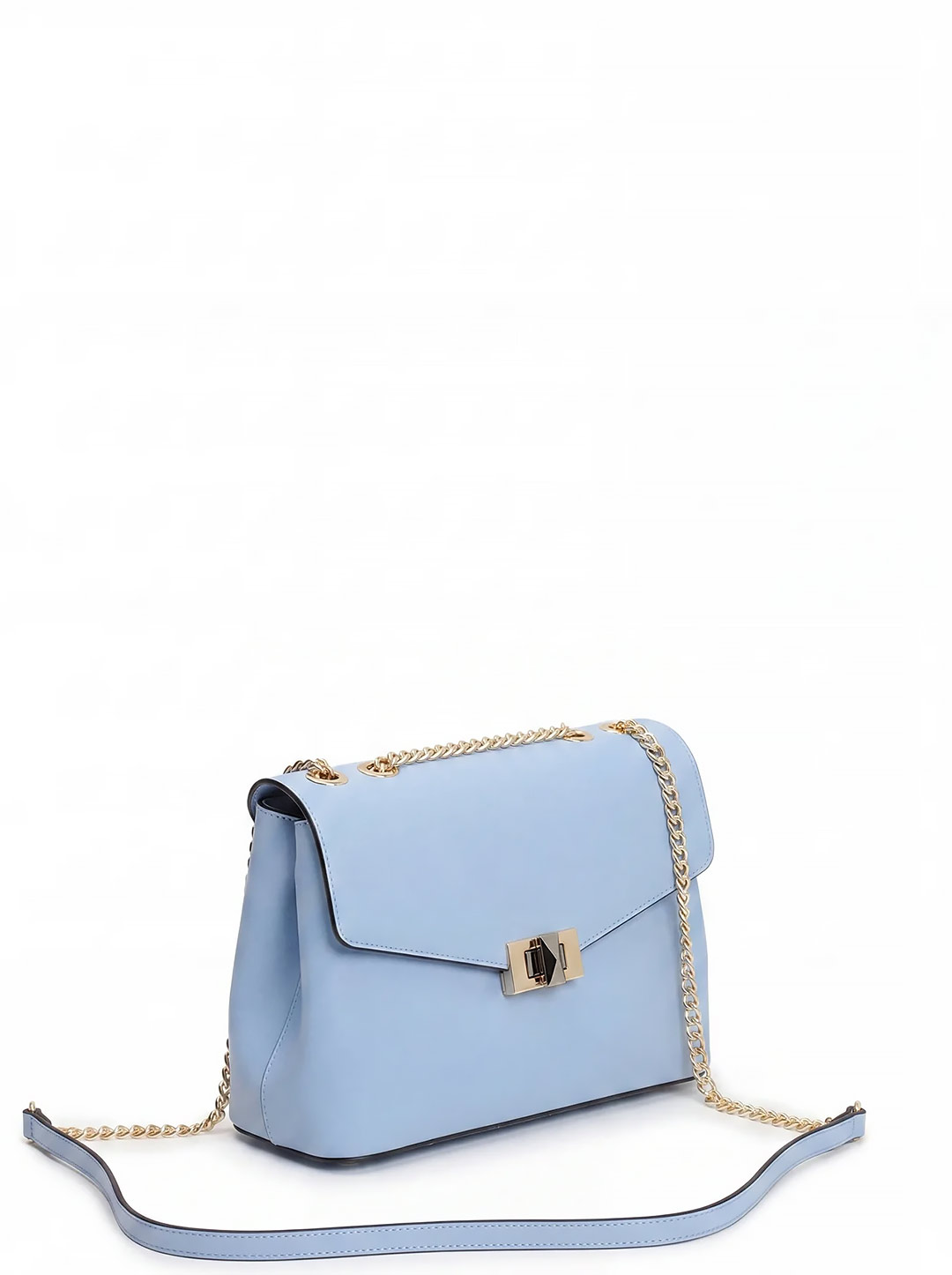 Сумка через плечо с клапаном и поворотным замком от Cromia из натуральной голубой кожи