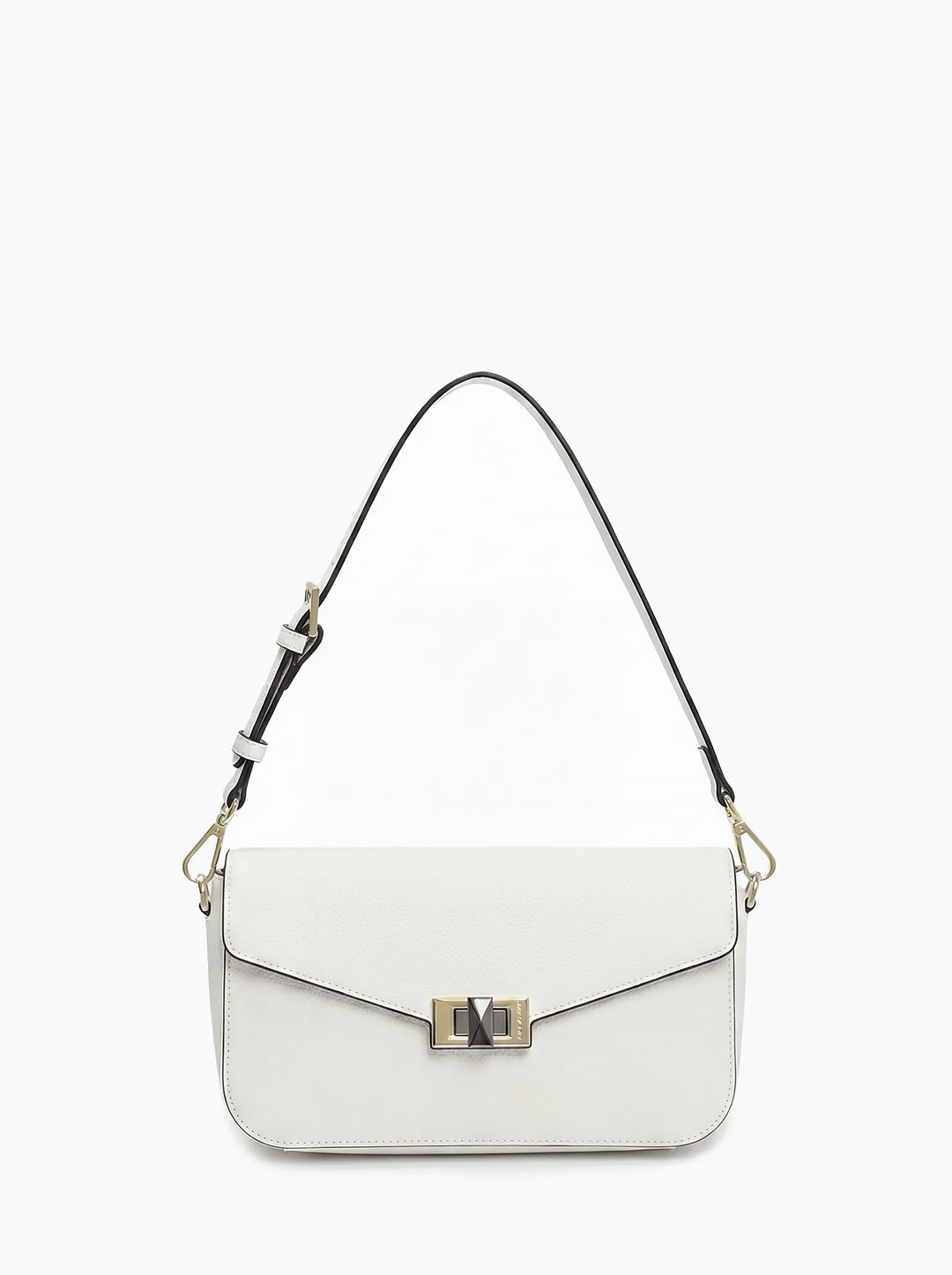 Небольшая сумка с треугольным клапаном и поворотным замком от Cromia из натуральной белой кожи