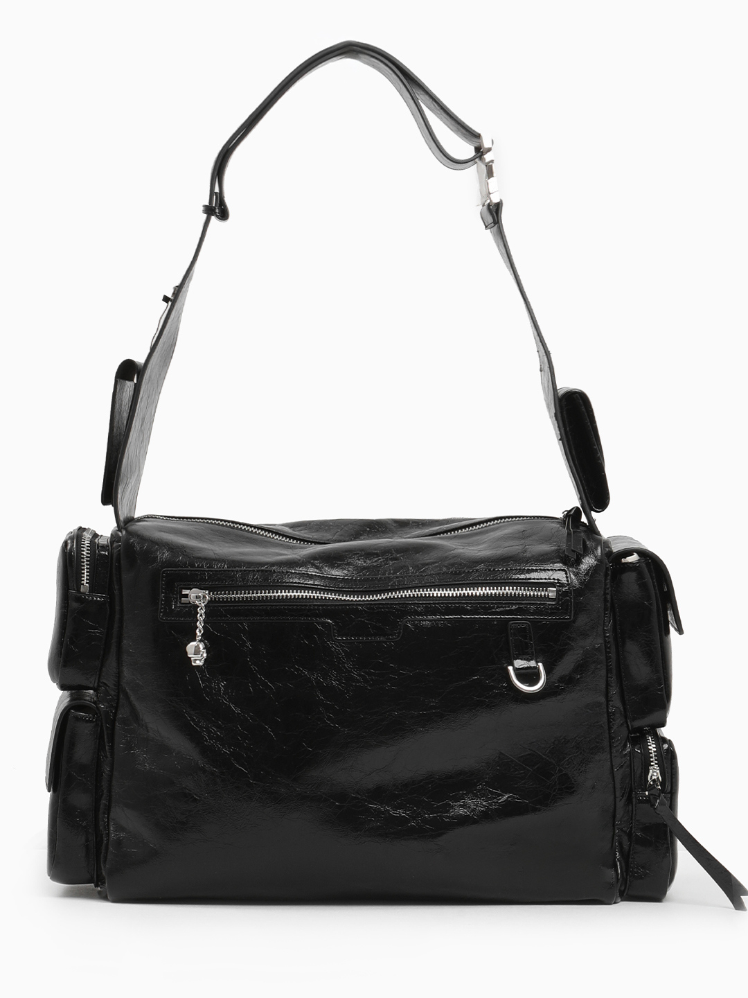 Чёрная сумка на плечо с дополнительными карманами от IVORY