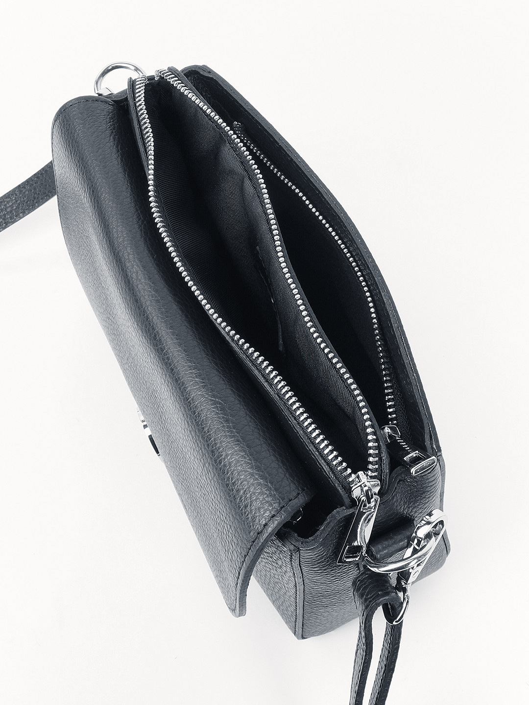 Кросс-боди на плечо с тремя отделениями и круглой фирменной фурнитурой от FOLLE в синем цвете