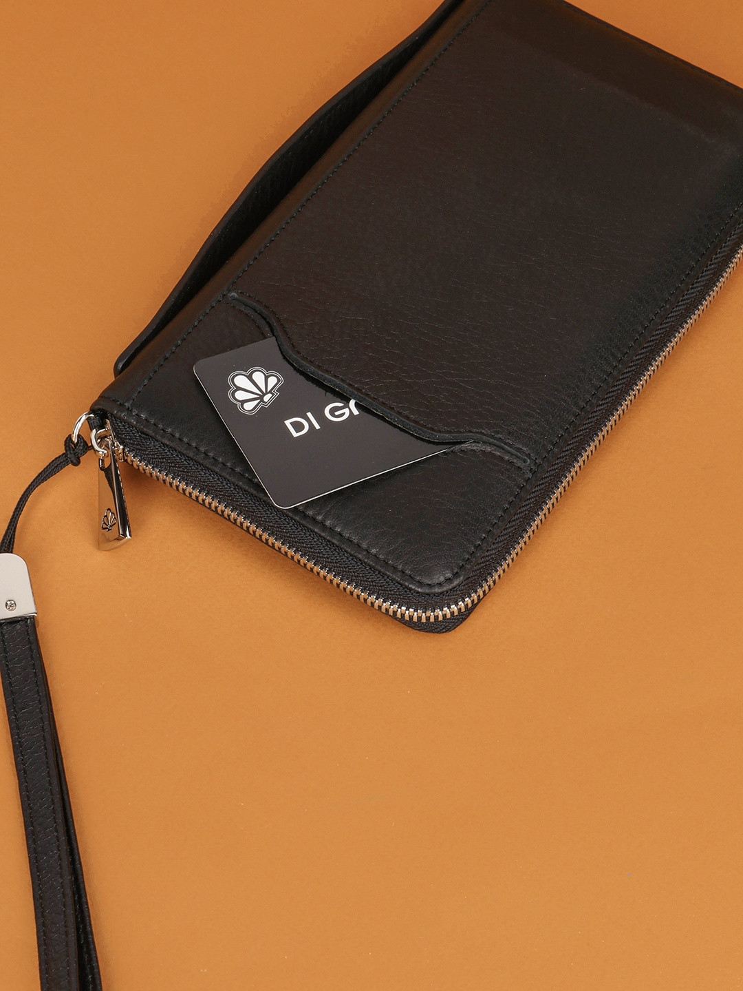 Мужской клатч-бумажник с именными буквами Di Gregorio чёрного цвета