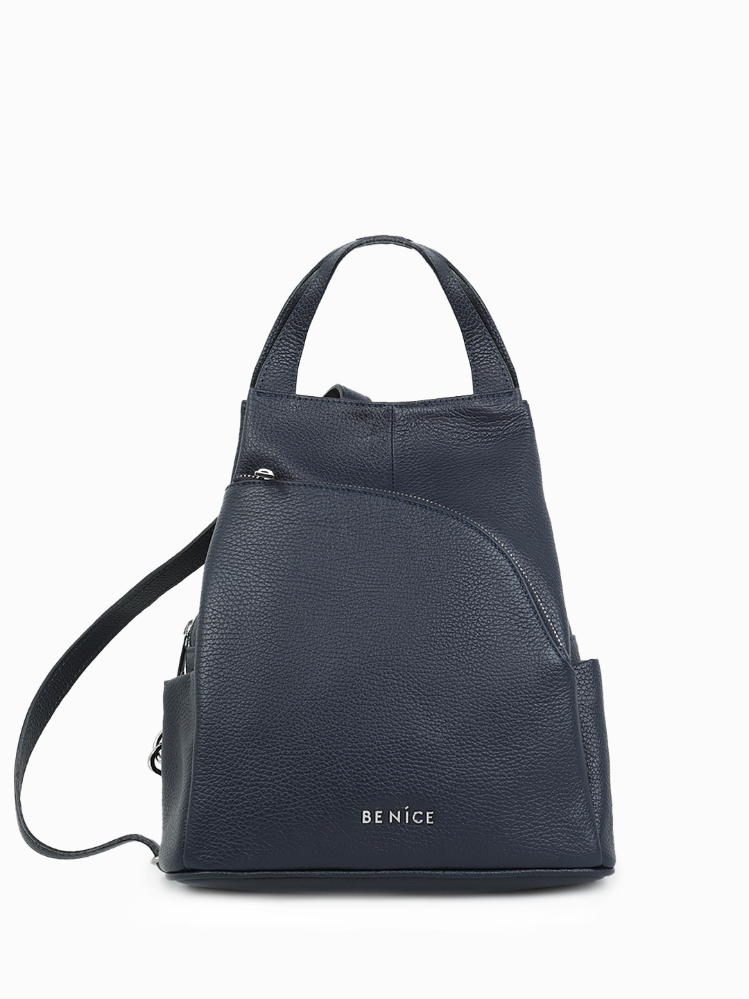 Сумка - рюкзак с волнообразным карманом и металлическими буквами Be Nice в синем цвете