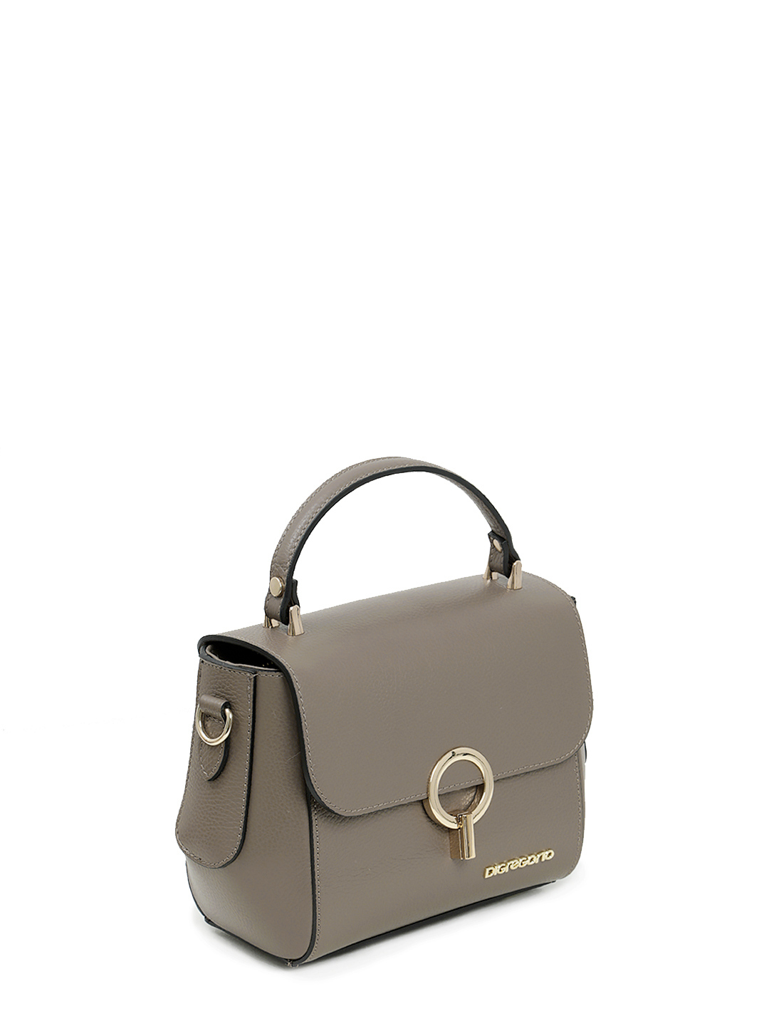 Сумка-сэтчел с поворотной золотистой фурнитурой от Di Gregorio в сером цвете