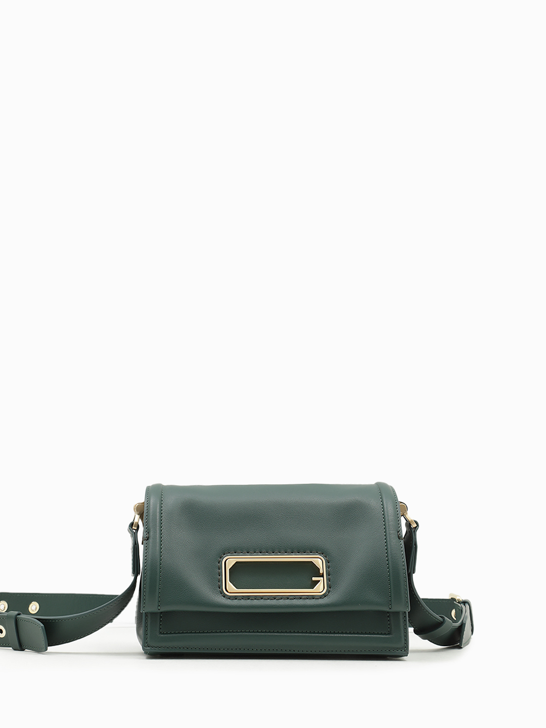 Прямоугольная кросс-боди от Gironacci с регулирующимся ремнём на круглых клёпках в зелёном цвете