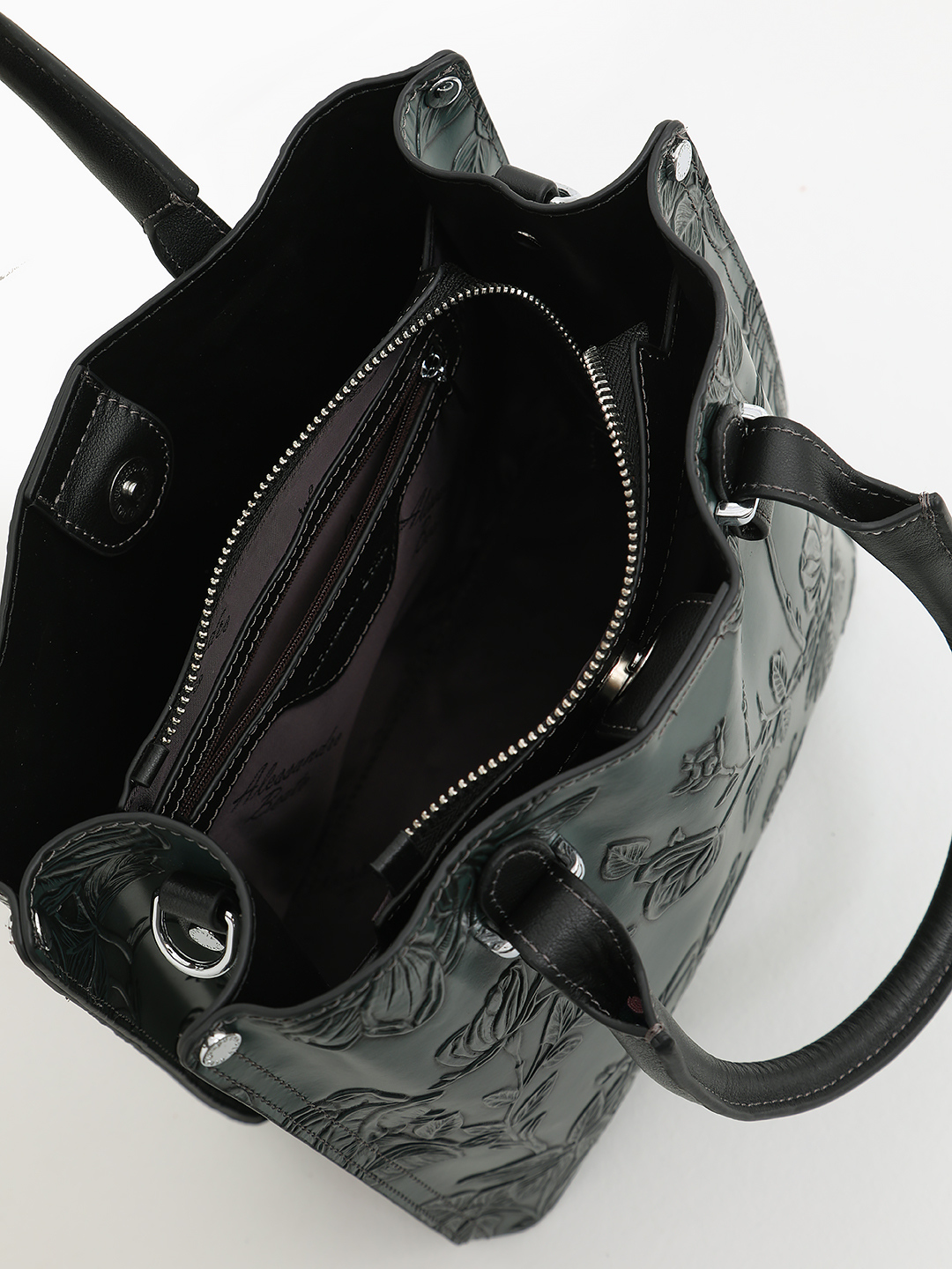 Сумка-тоут в размере М с именной плашкой от Alessandro Beato в зелёном цвете