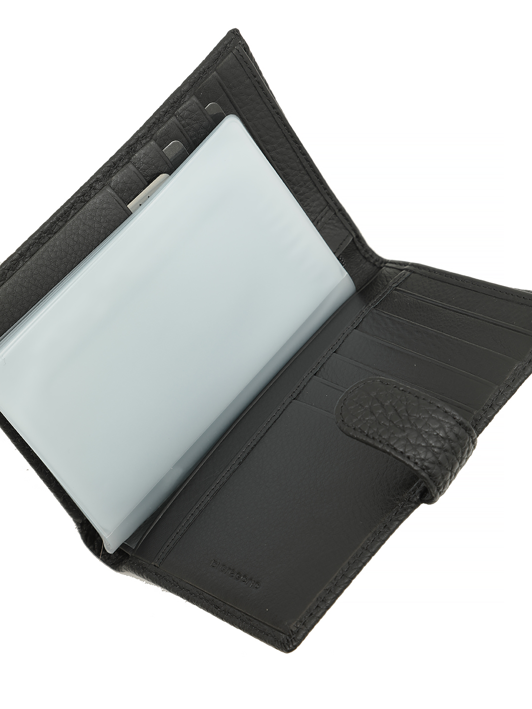 Органайзер-обложка для автодокументов от Di Gregorio из черной крупнозернистой кожи