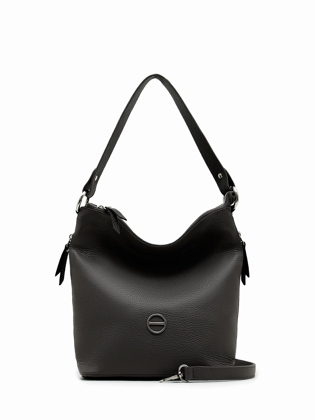 Сумка-мешок с боковыми карманами c фирменным логотипом FOLLE в чёрном цвете