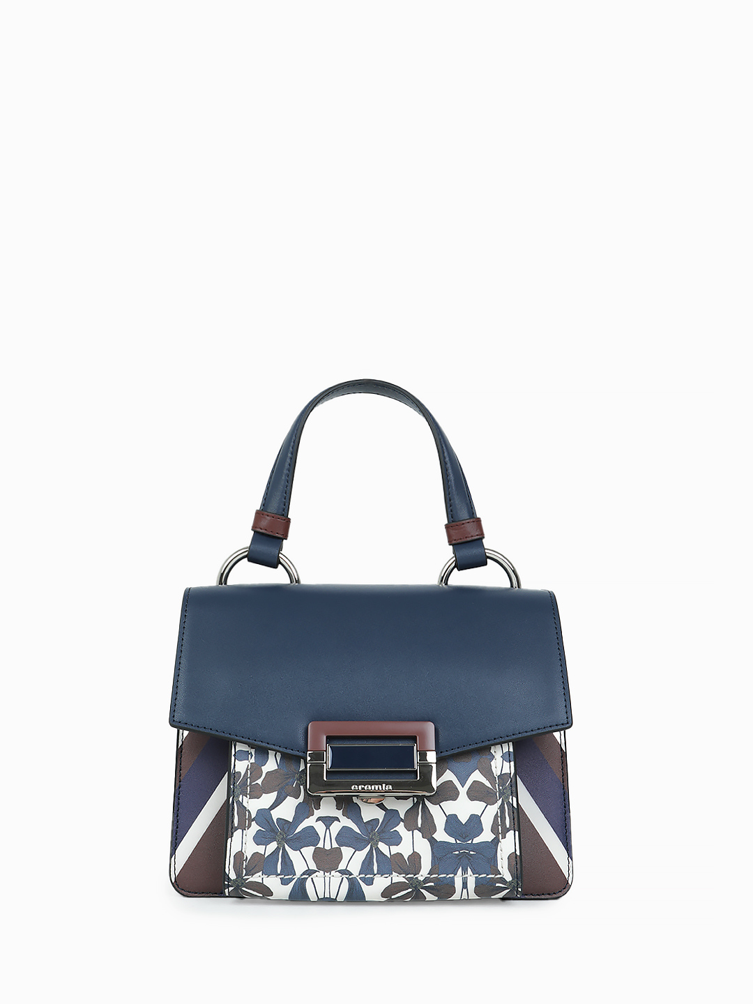 Сэтчел с принтом от бренда CROMIA в коричнево-синех тонах