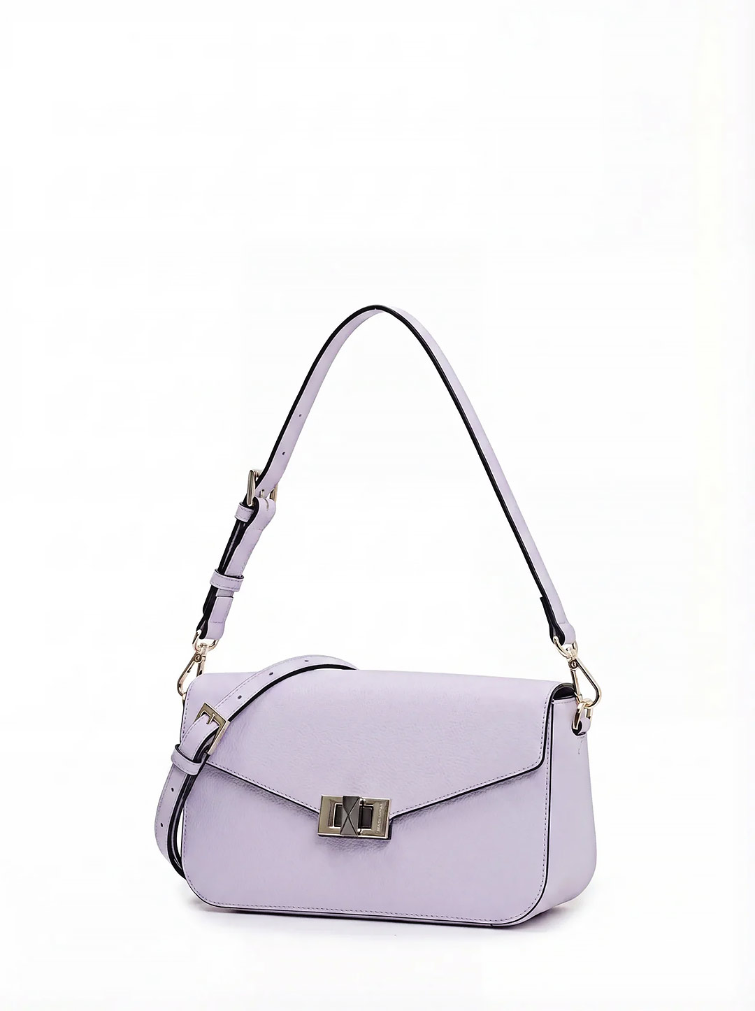 Небольшая сумка с треугольным клапаном и поворотным замком от Cromia из натуральной сиреневой кожи
