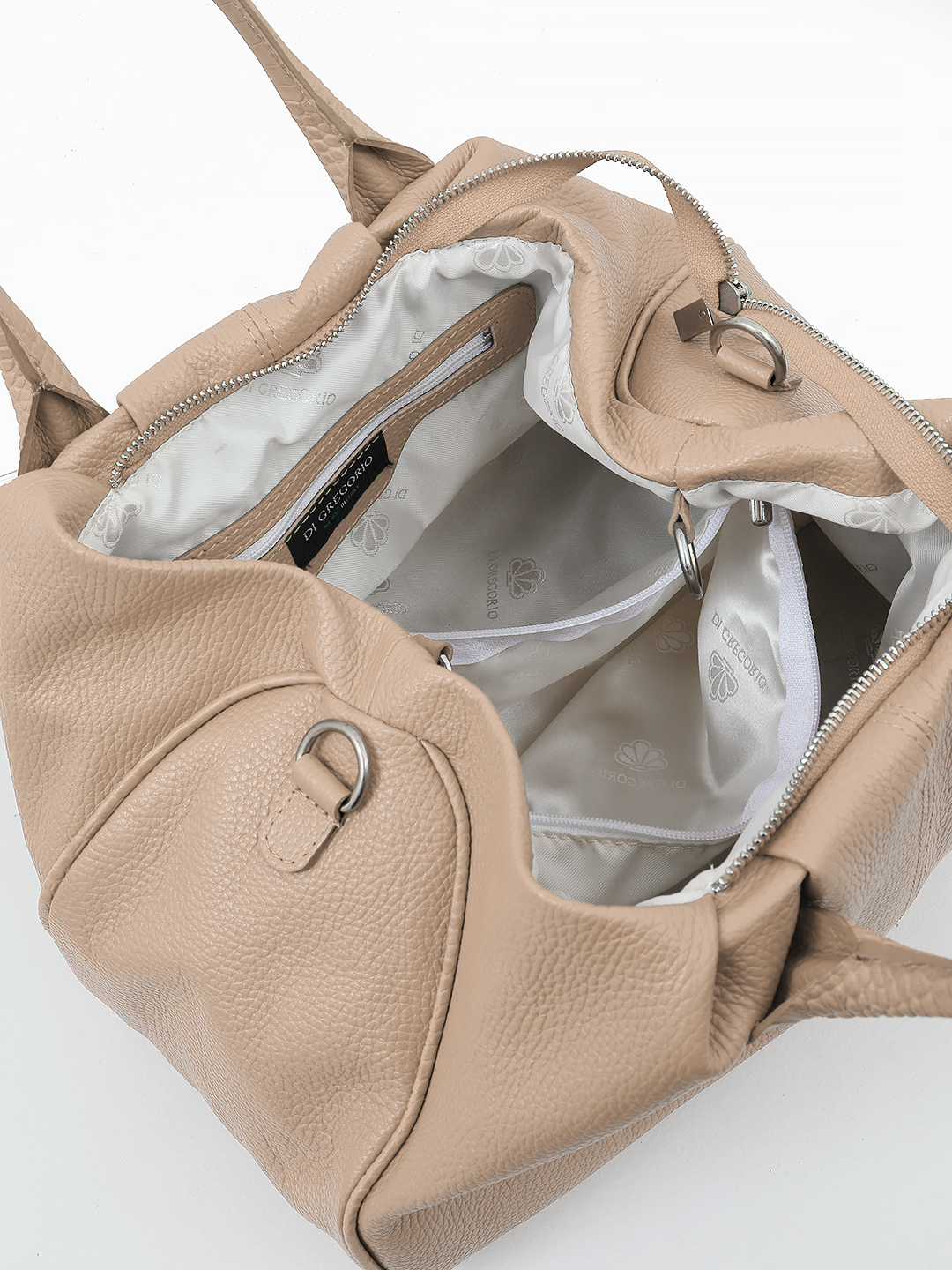  Сумка Pouch с двумя ручками от Di Gregorio оттенка капучино