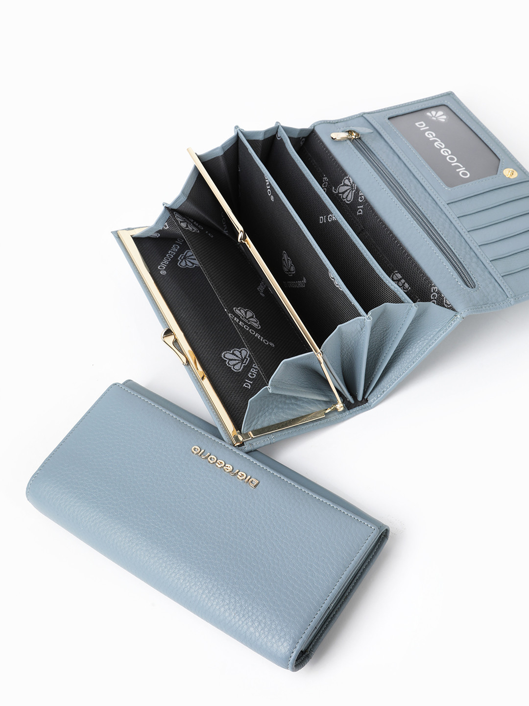 Прямоугольный бумажник с логотипом Di Gregorio голубого цвета