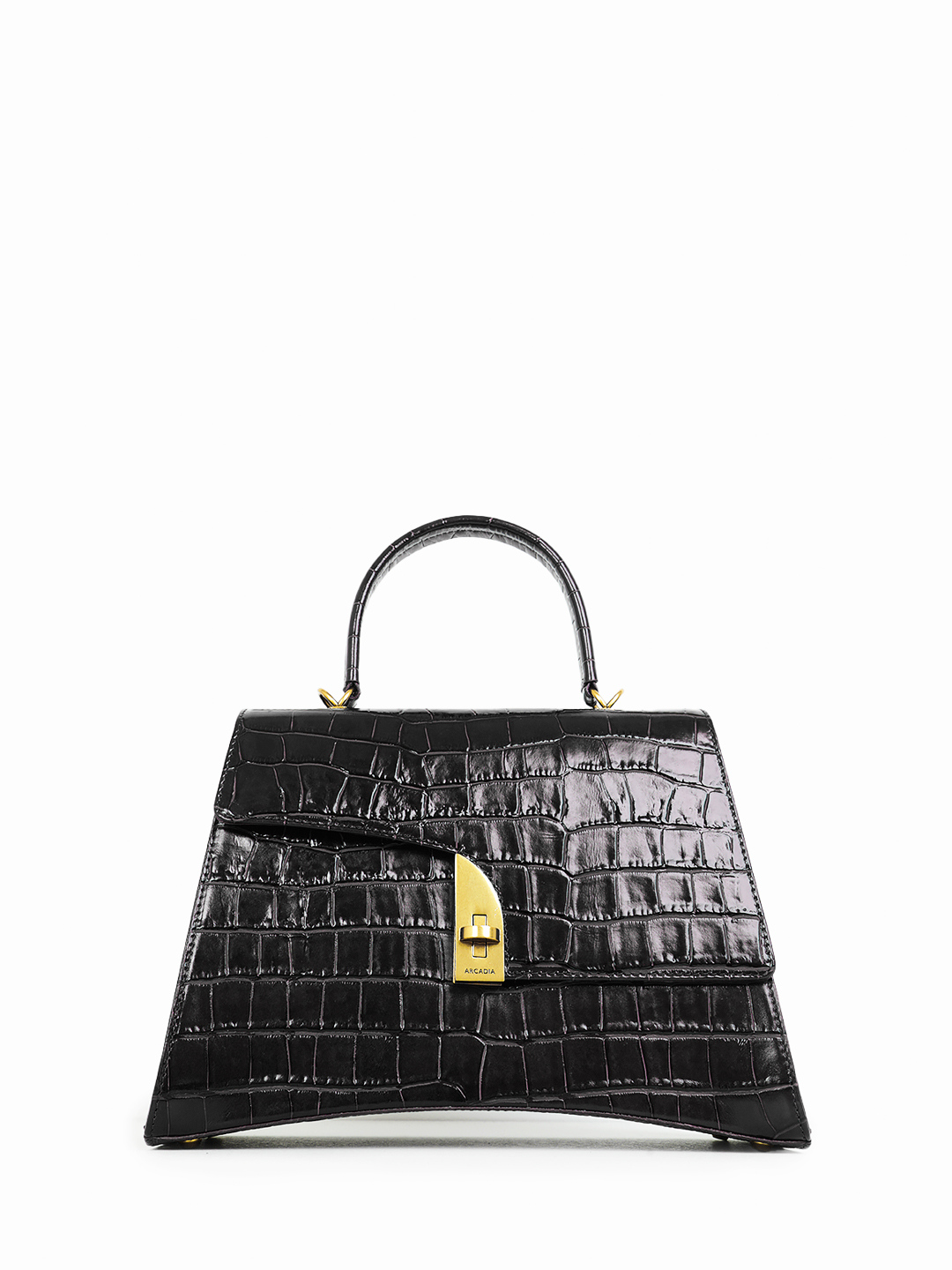 Чёрный сэтчел от ARCADIA с ассиметричным клапаном