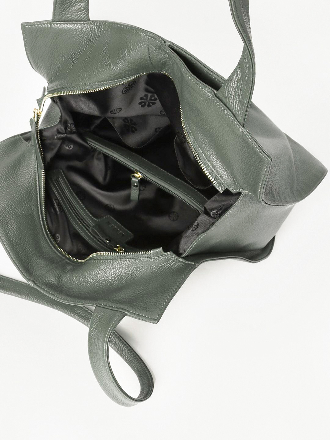 Классическая сумка-шопер с фурнитурой в виде "заколки" от KELLEN оттенка милитари