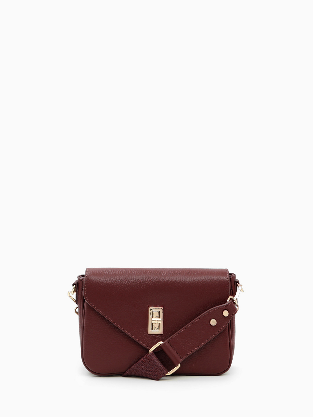 Сумка кросс-боди от итальянского бренда FOLLE из натуральной кожи бордового оттенка