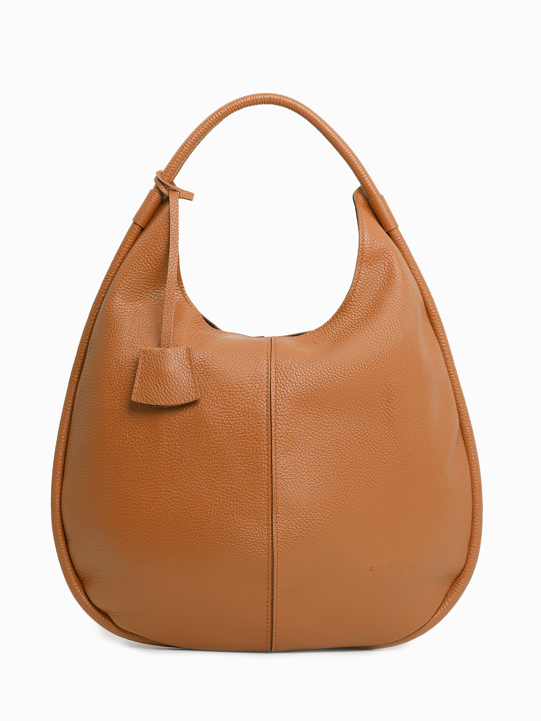 Сумка-мешок на плечо с серебристой фурнитурой от RIPANI в бисквитном оттенке